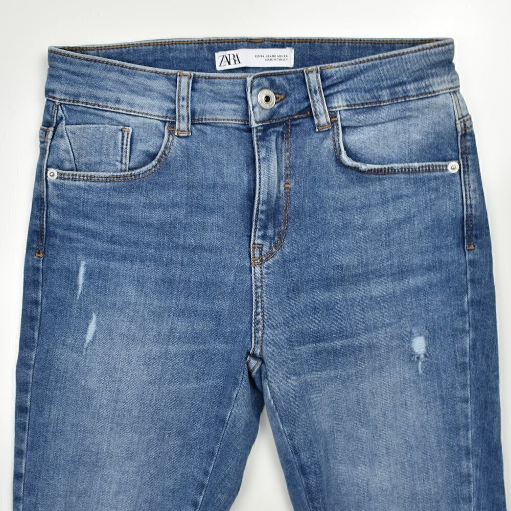 Zara Mid Rise Distressed Skinny Jeans - Picture 4 of 6